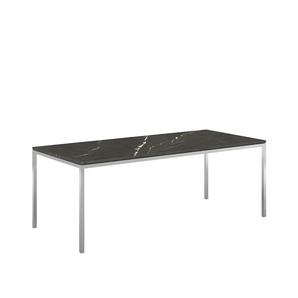 Florence Knoll High Table, Rektangulär, 200 x 90 cm, skiva i Svart Marquina marmor