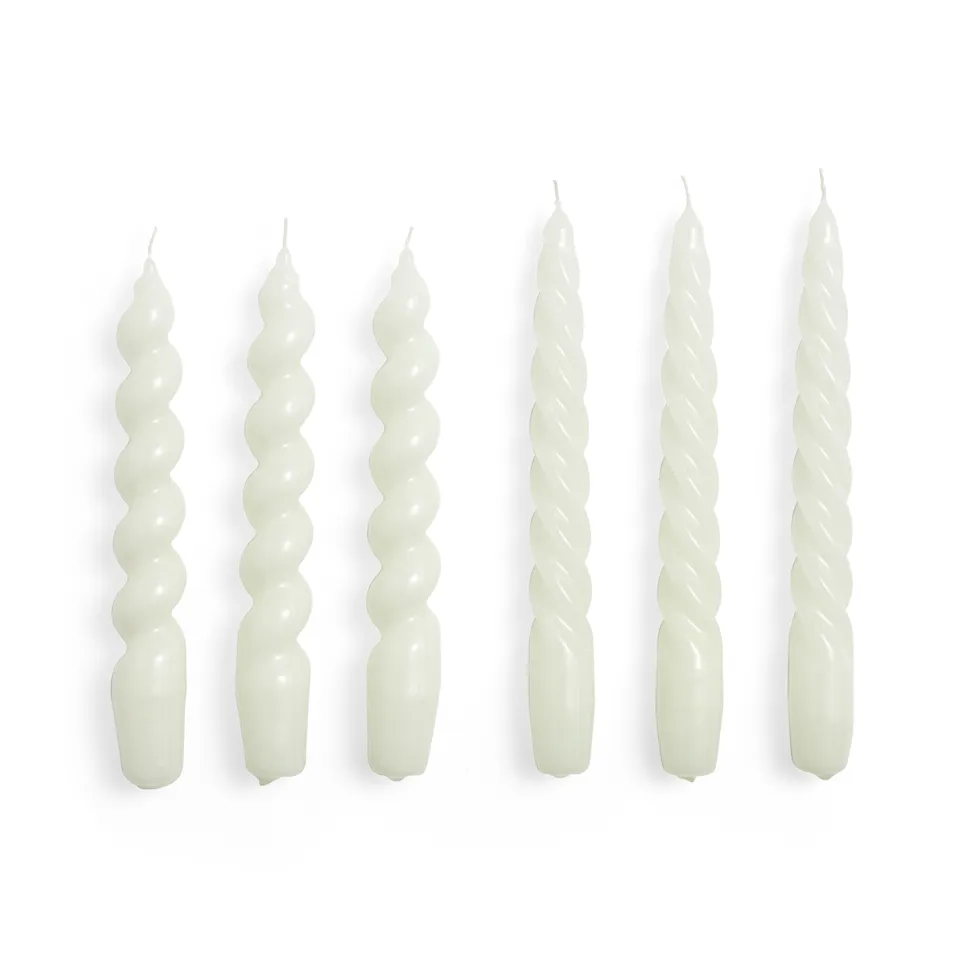 Candle Twist Set of 6 - Green/Light Blue/Light Grey