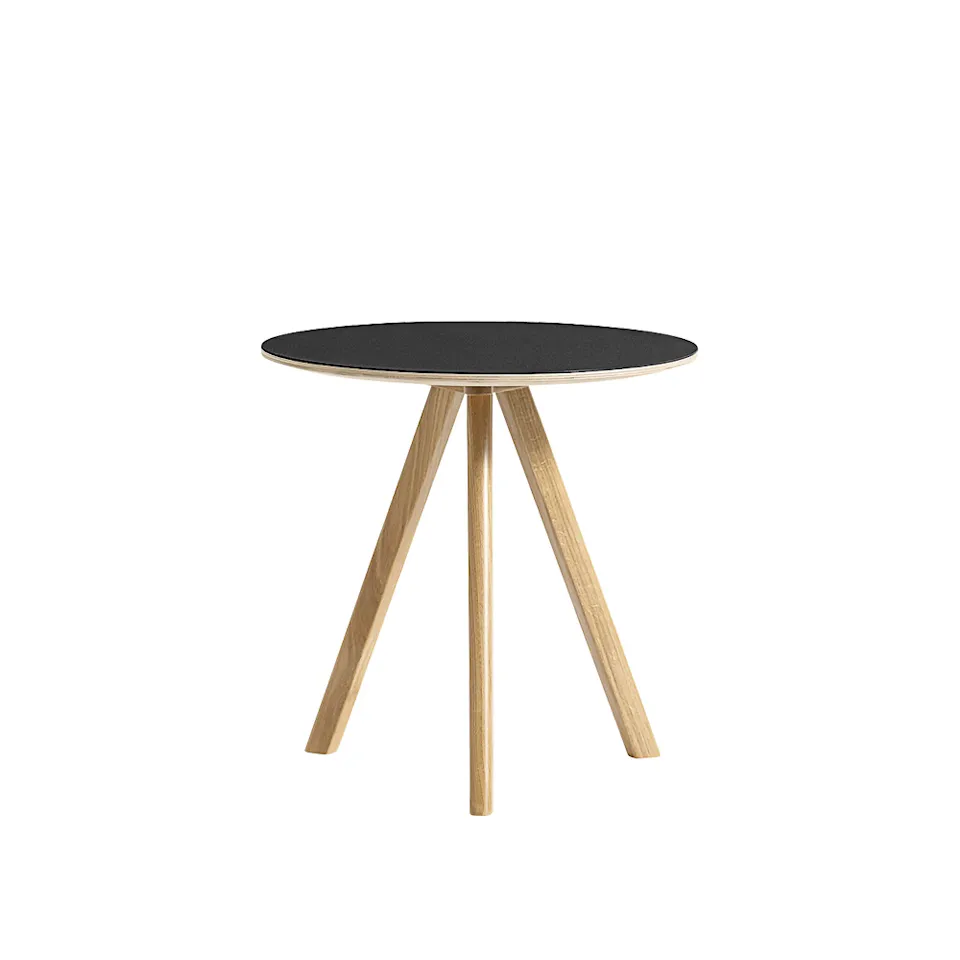 CPH20 2.0 Coffee Table Lacquered Oak Frame Ø50 X H49 Black Linoleum Top Lacquered Edge