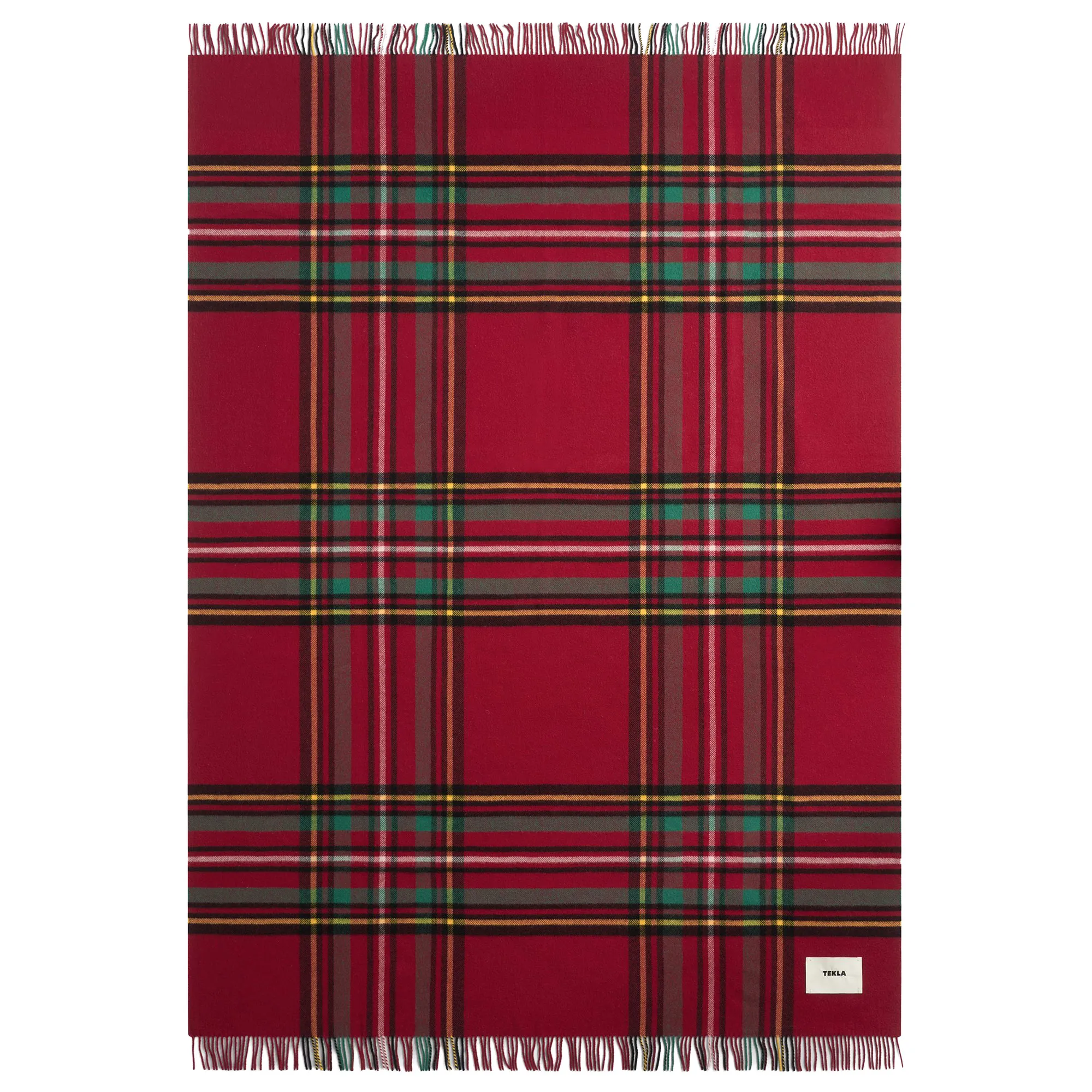 Red Plaid pledd i lammeull - 5