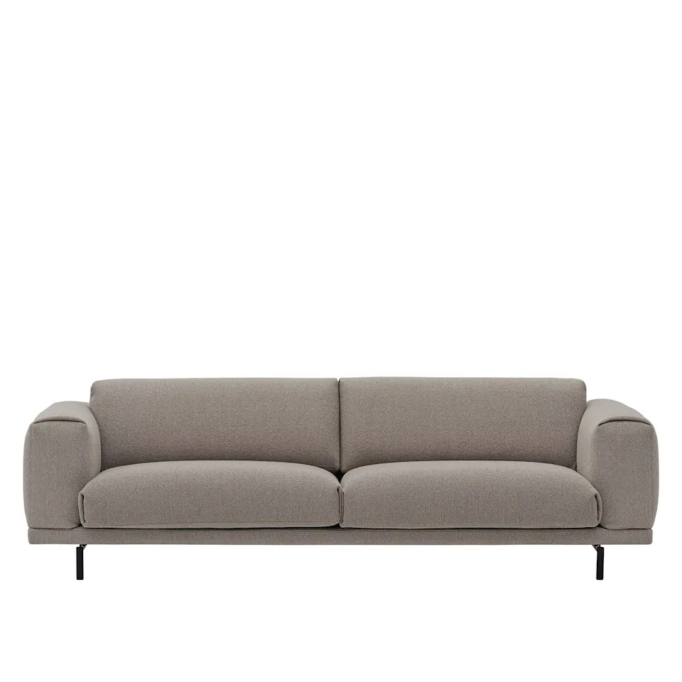 Rest sofa 3-seter svart metallunderstell