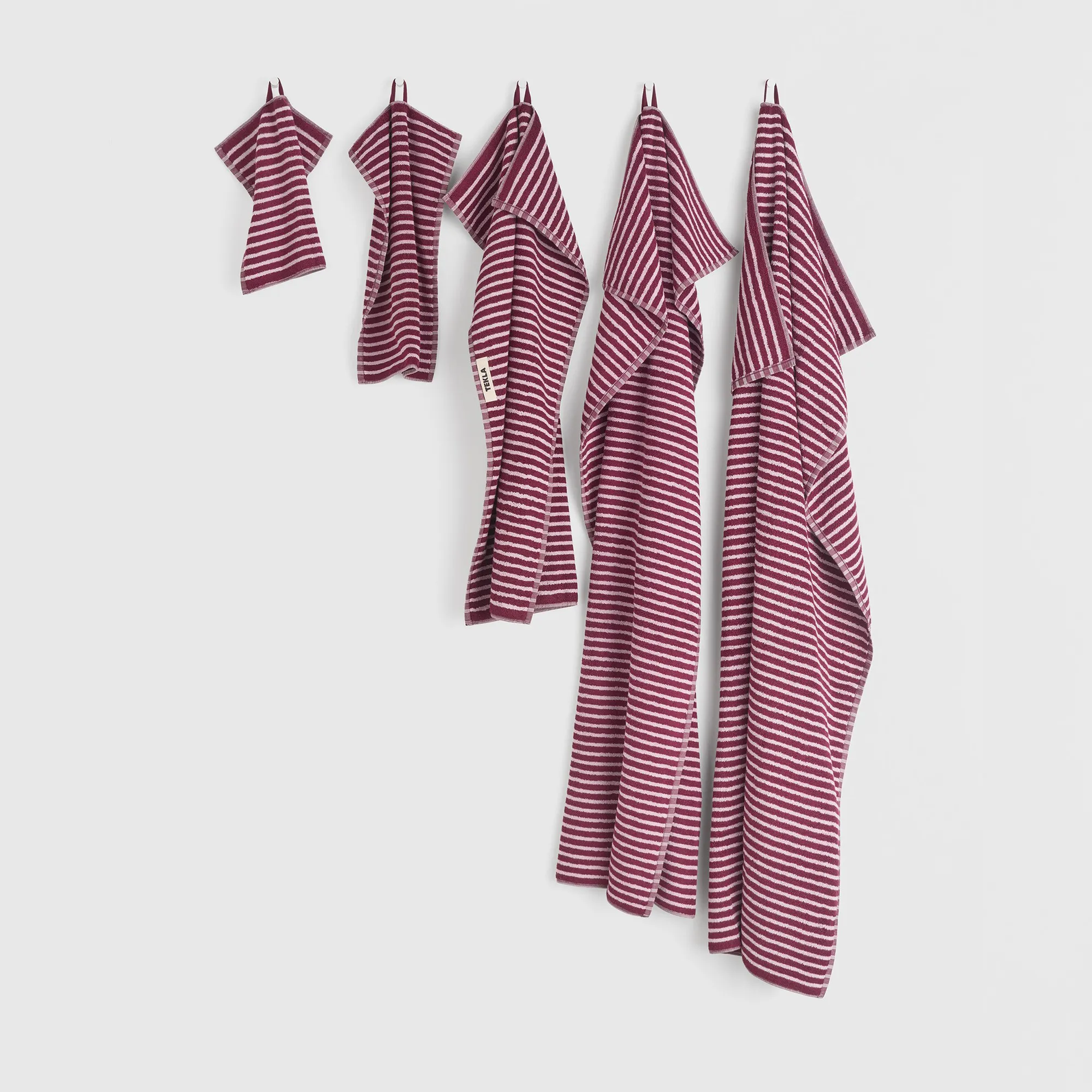 Terry Red & Rose Stripes håndkle - 6