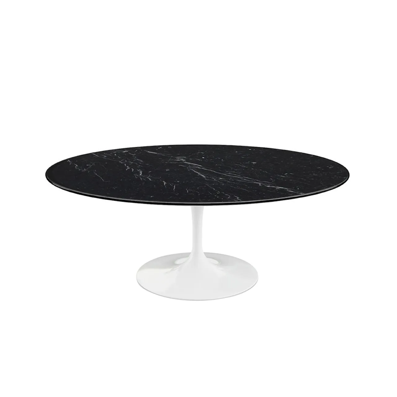 Saarinen Oval Table - Soffbord, Vitt underrede, skiva i glansig brun Emperador marmor