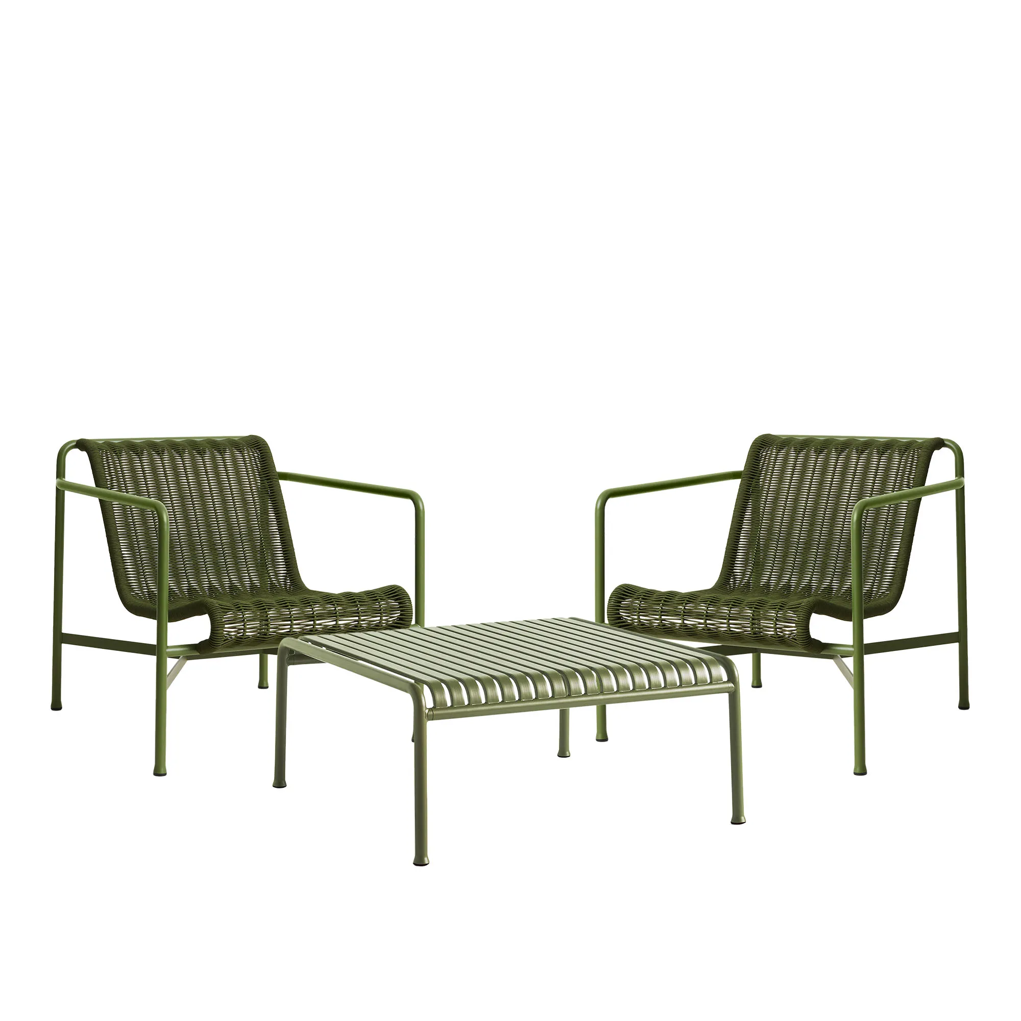 Palissade cord loungegruppe med 2 stoler & lavt tredgårdsbord - 1