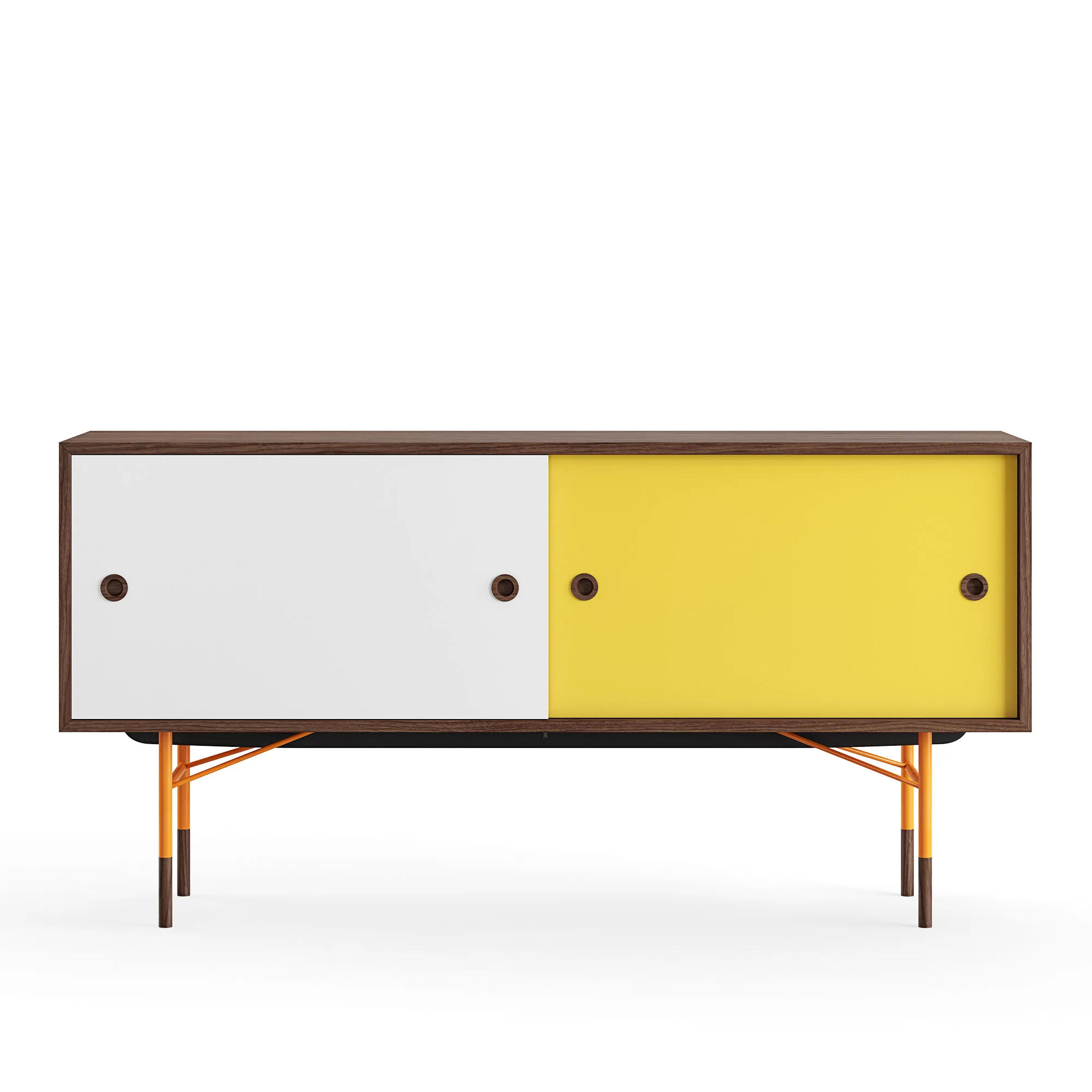 Sideboard utan lådor Walnut White/Yellow - 1