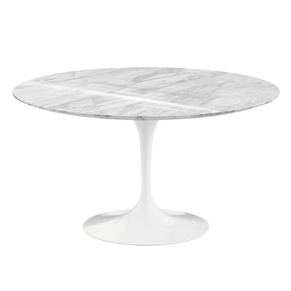 Saarinen Round Table - Dining table, Ø 137 cm, White base, matt Statuarietto marble top