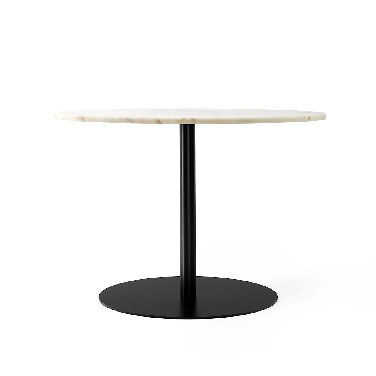 Harbour Column Dining Table Ø80 Off White Marble Tabletop With Black Base