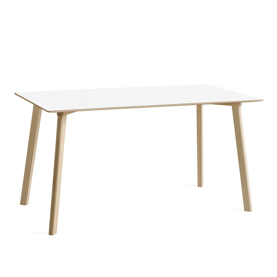 CPH Deux 210 2.0 Table Untreated Beech Frame L140 X W75 X H73 Pearl White Top Lacquered Beech Edge