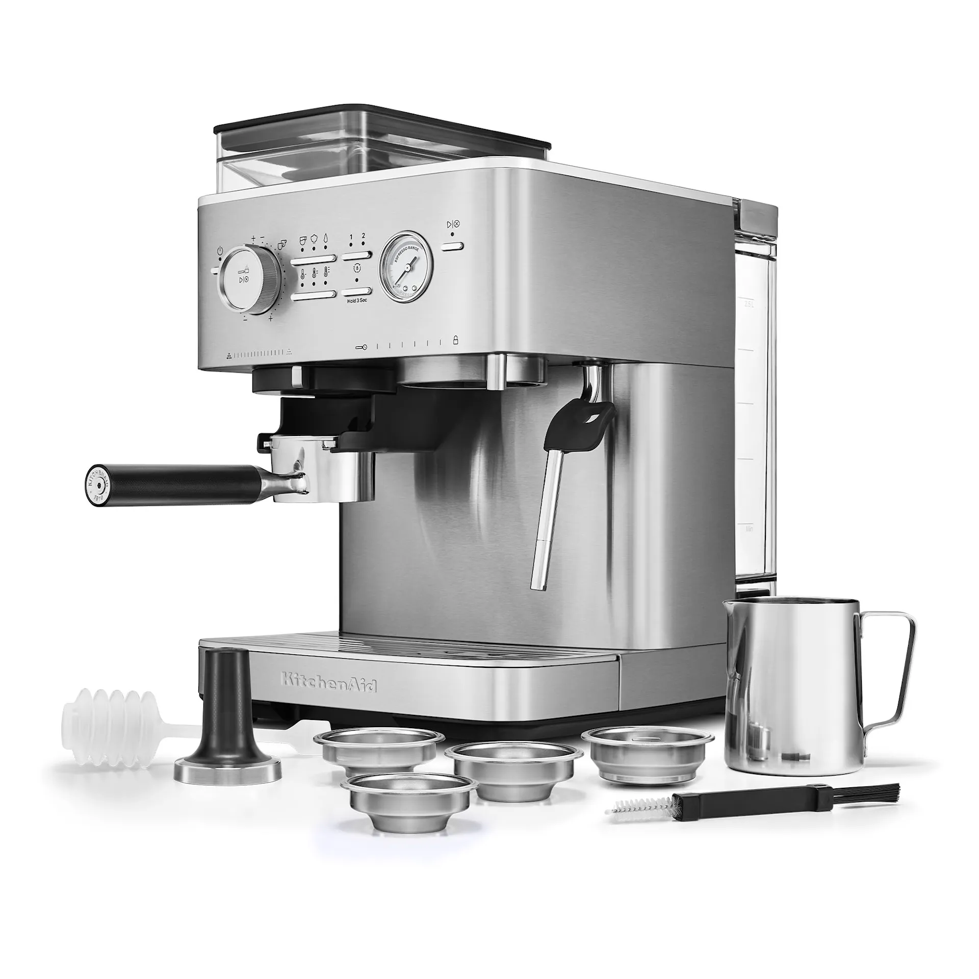 Halvautomatisk espressomaskin med kvern i rustfritt stål 5KES6551ESX - KitchenAid - NO GA