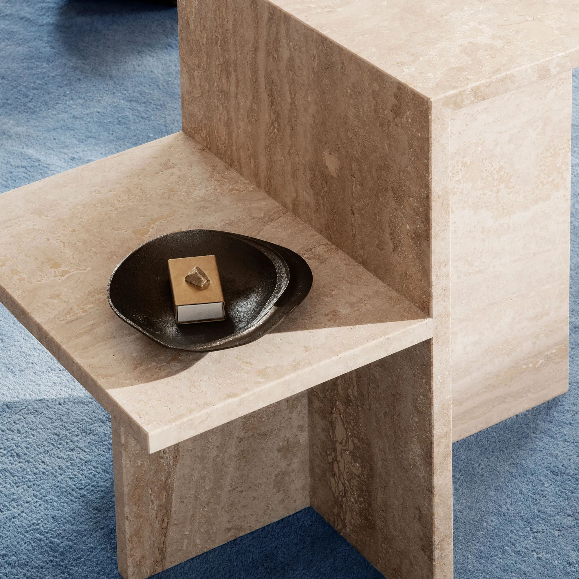 Distinct Side Table - Dark Brown Travertine - 4