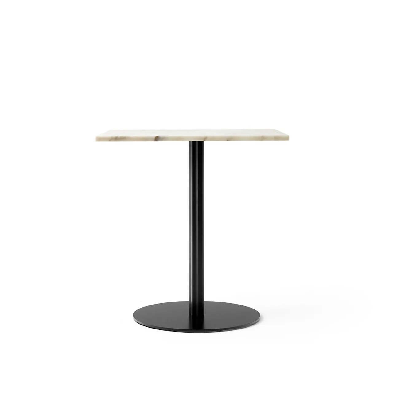 Harbour Column Dining Table 60x70Off White Marble Tabletop with Black Base