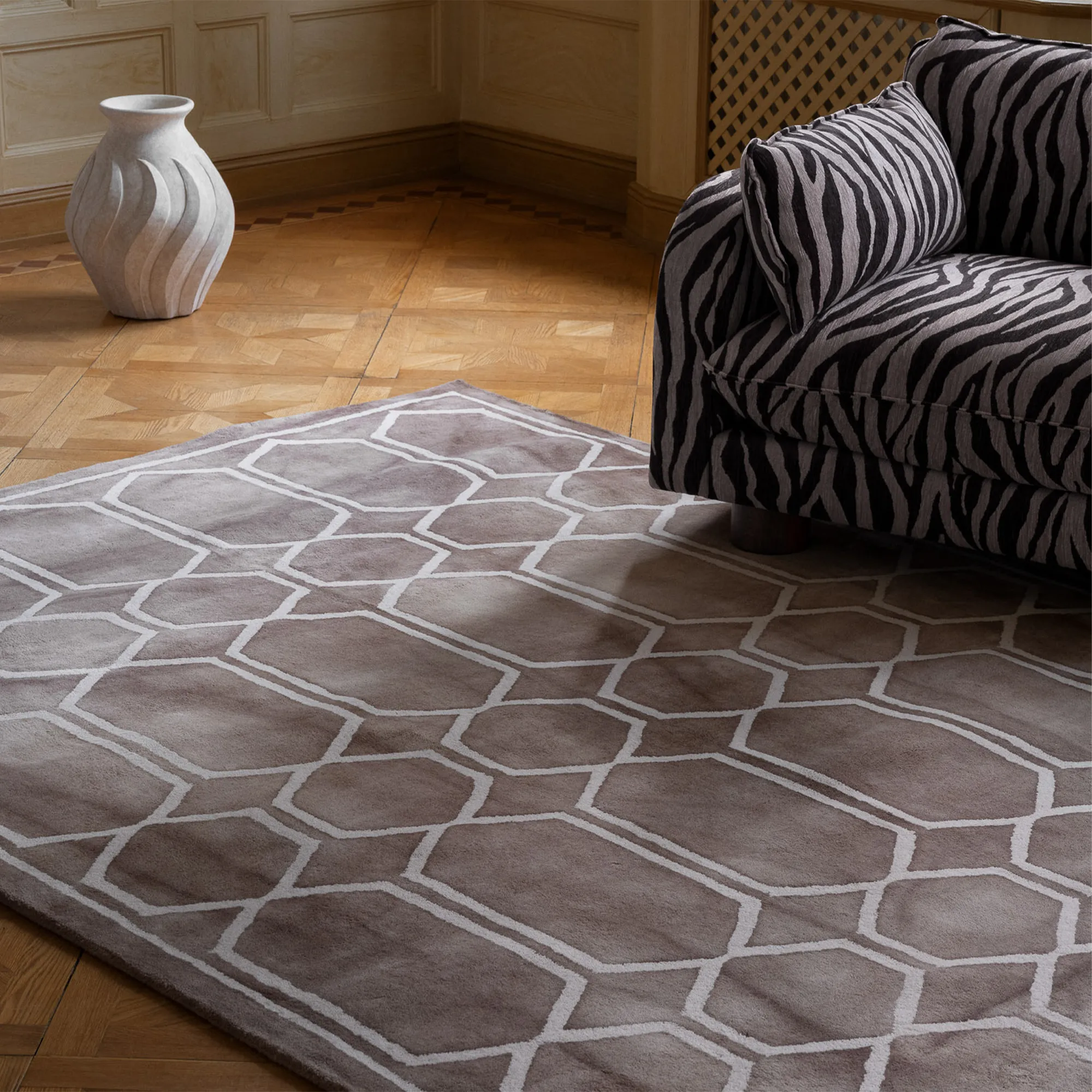 Tie Dye Beige ullteppe - 2