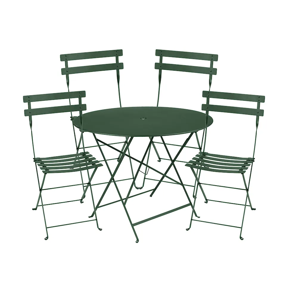Bistro spisegruppe Ø 96 cm og 4 metallstoler