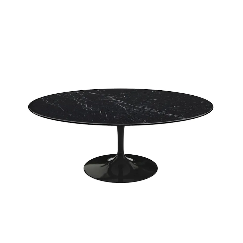 Saarinen Oval Table - Soffbord, Svart underrede, skiva i glansig svart Marquina marmor