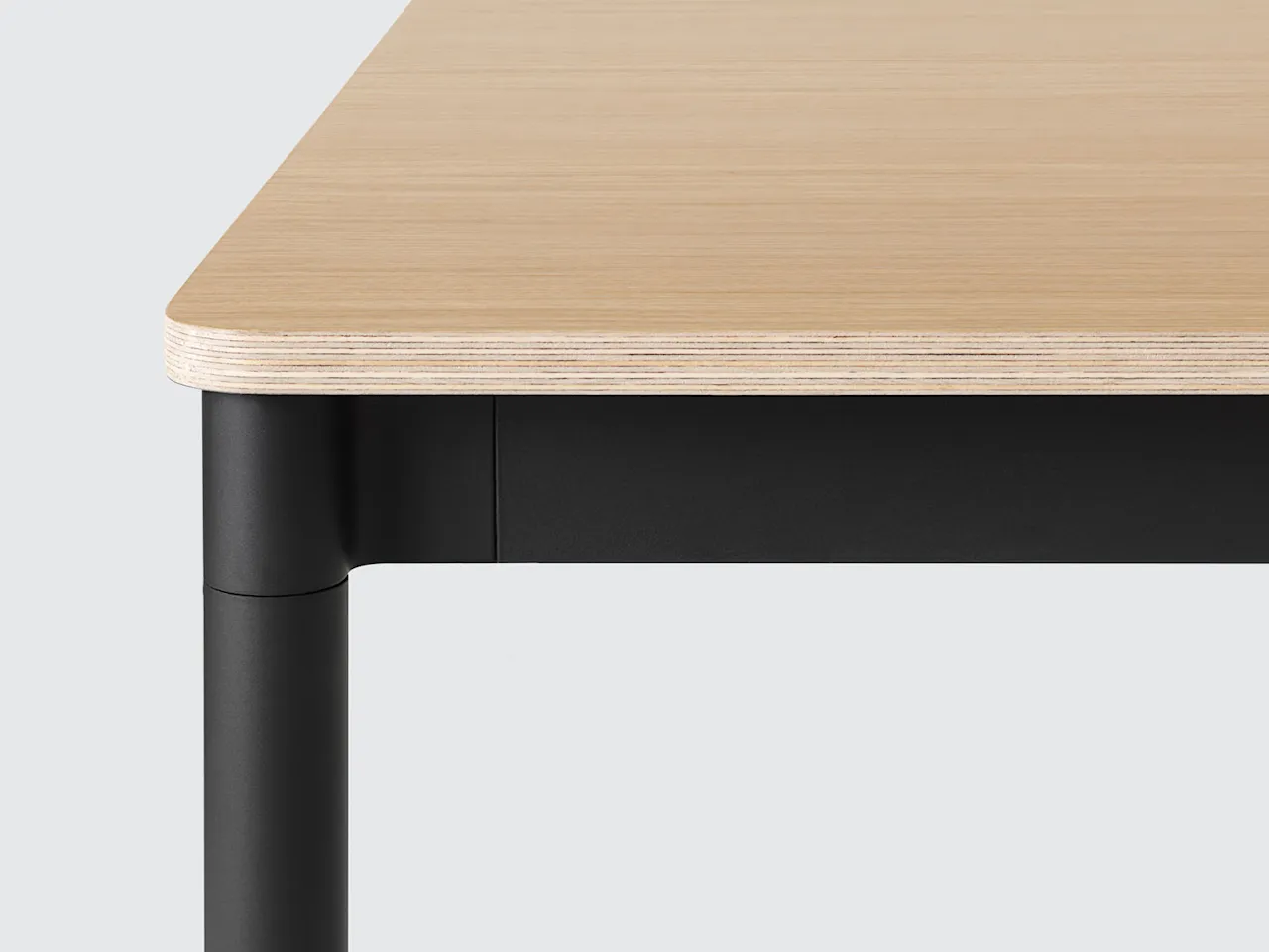 Base Table, 250x90, Top: Oak veneer, Plywood edges, Frame: Black