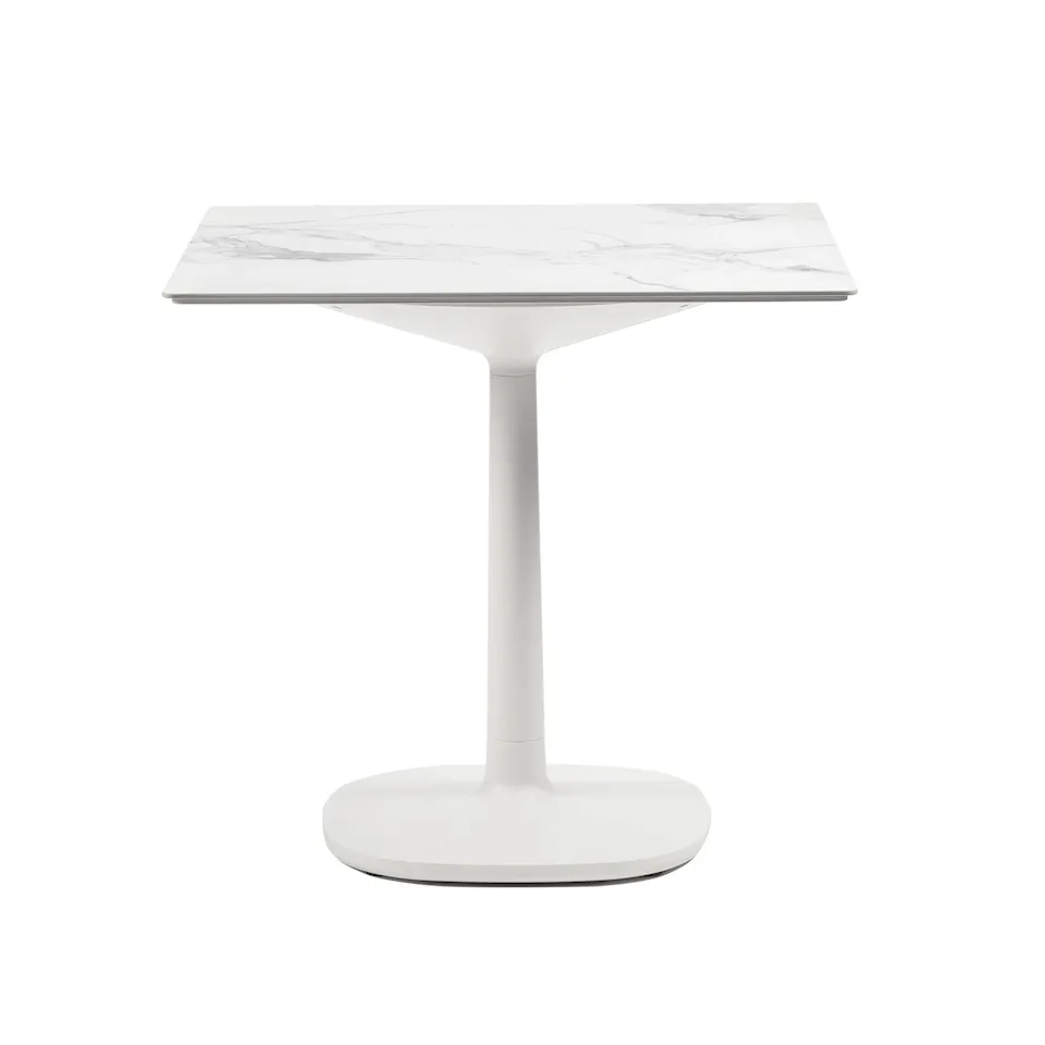 Multiplo Table 4134, White Marble Finish, Square: 118x118, Rounded: 25 cm