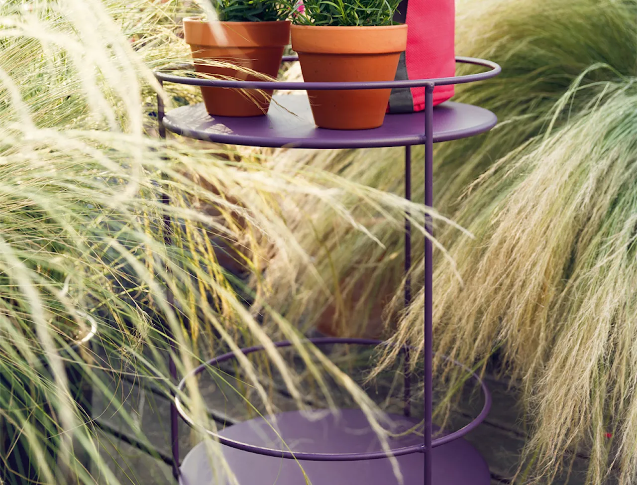 Guinguette Side Wheeled Table With Solid Double Top Red Ochre 20