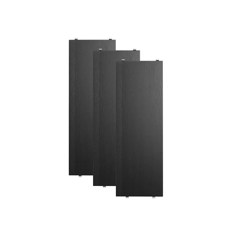 Hylleplate 58x20cm 3-pack svartbeiset ask