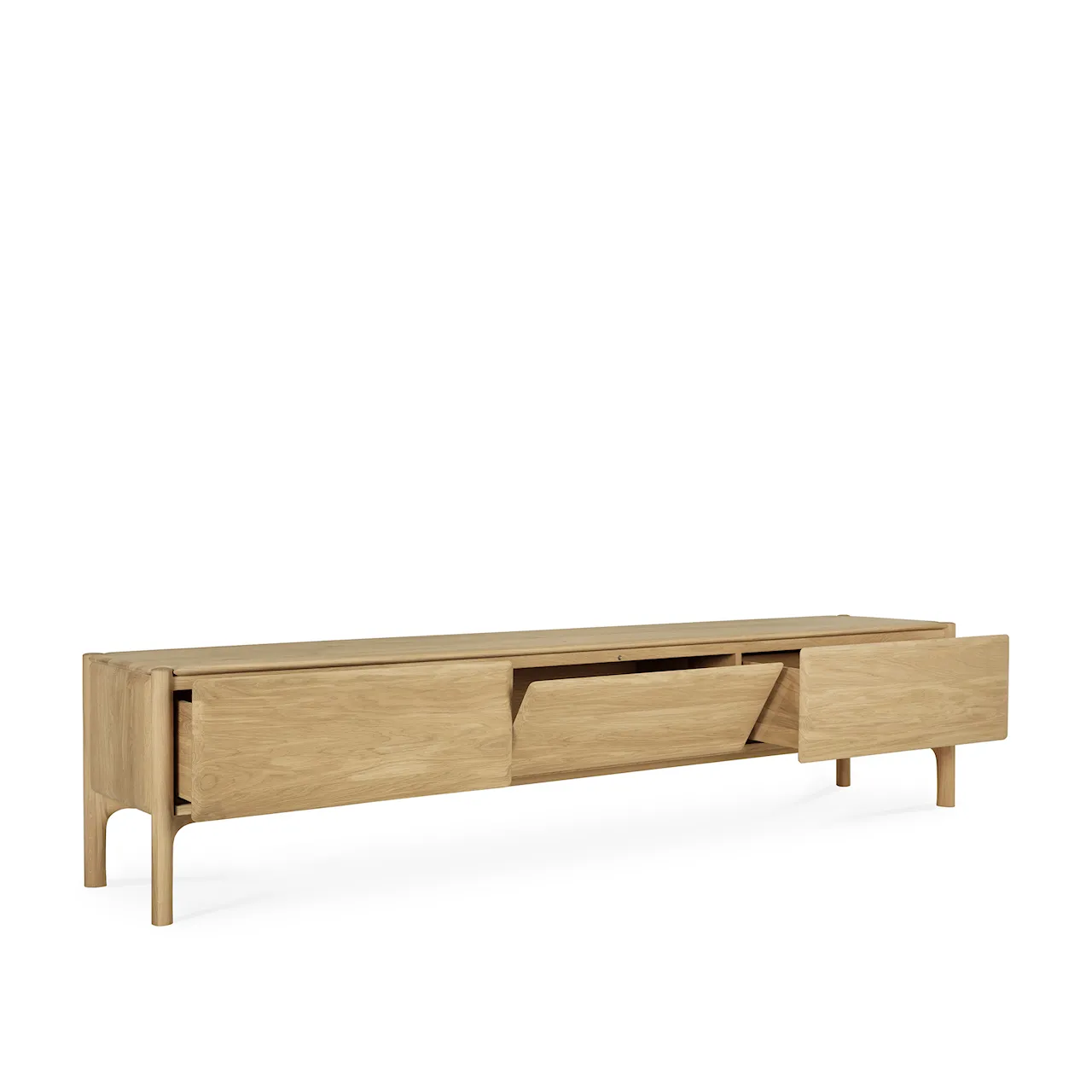 PI TV Cupboard - Oak - 1 Flip-Down Door - 2 Drawers