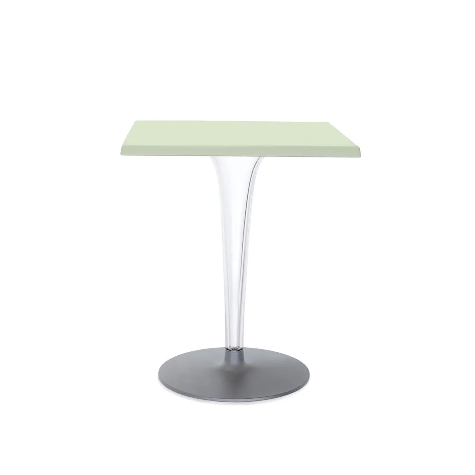 Top Top Table 4203 70x70, Green Melamine Top, Rounded Base