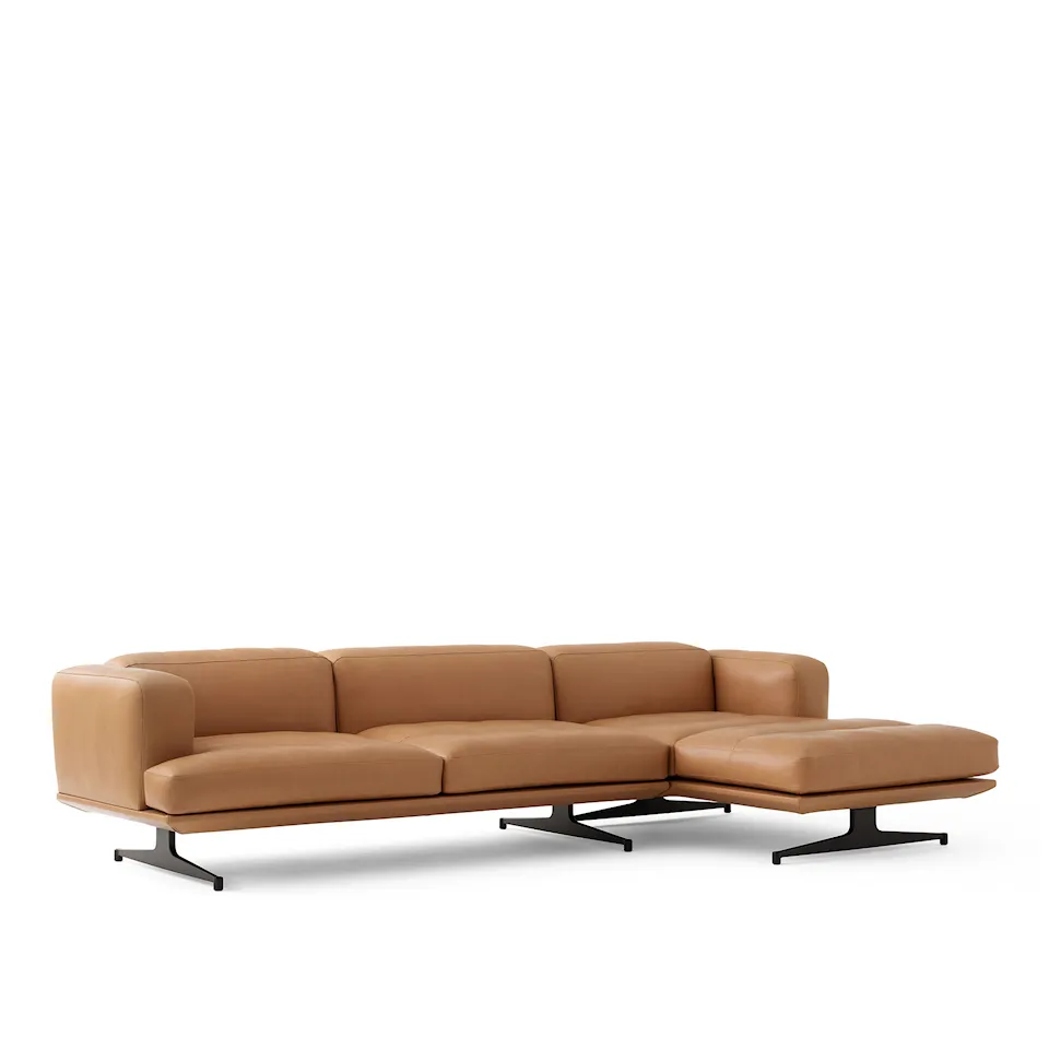 Inland AV42 høyre sjeselong polert aluminium ben noble black leather
