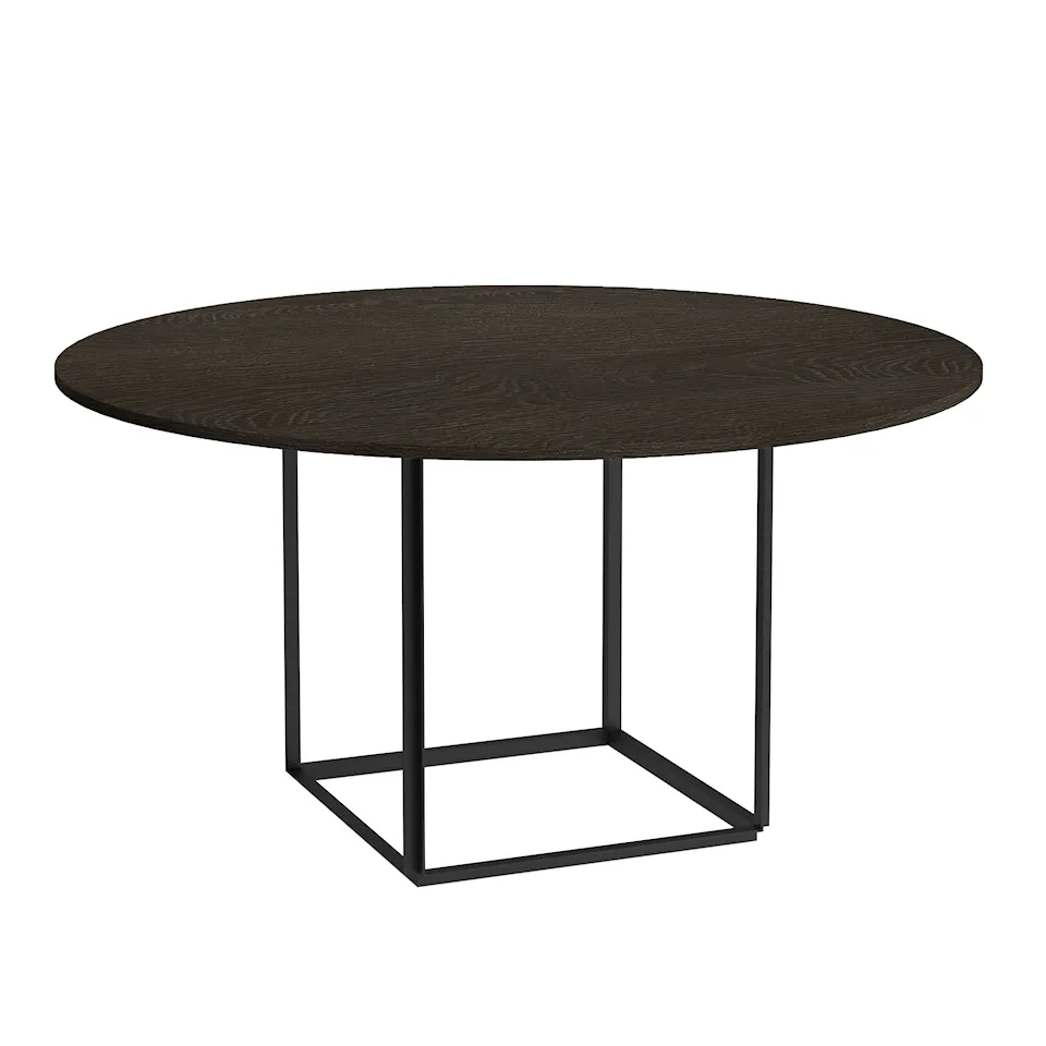 Florence Dining Table - Ø145, Skiva: Trä - Rökt Ek, Underrede: Svart