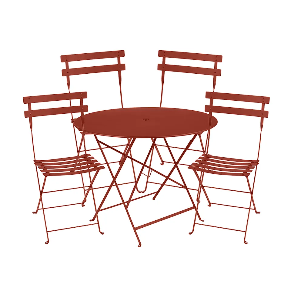 Bistro spisegruppe Ø 96 cm og 4 metallstoler