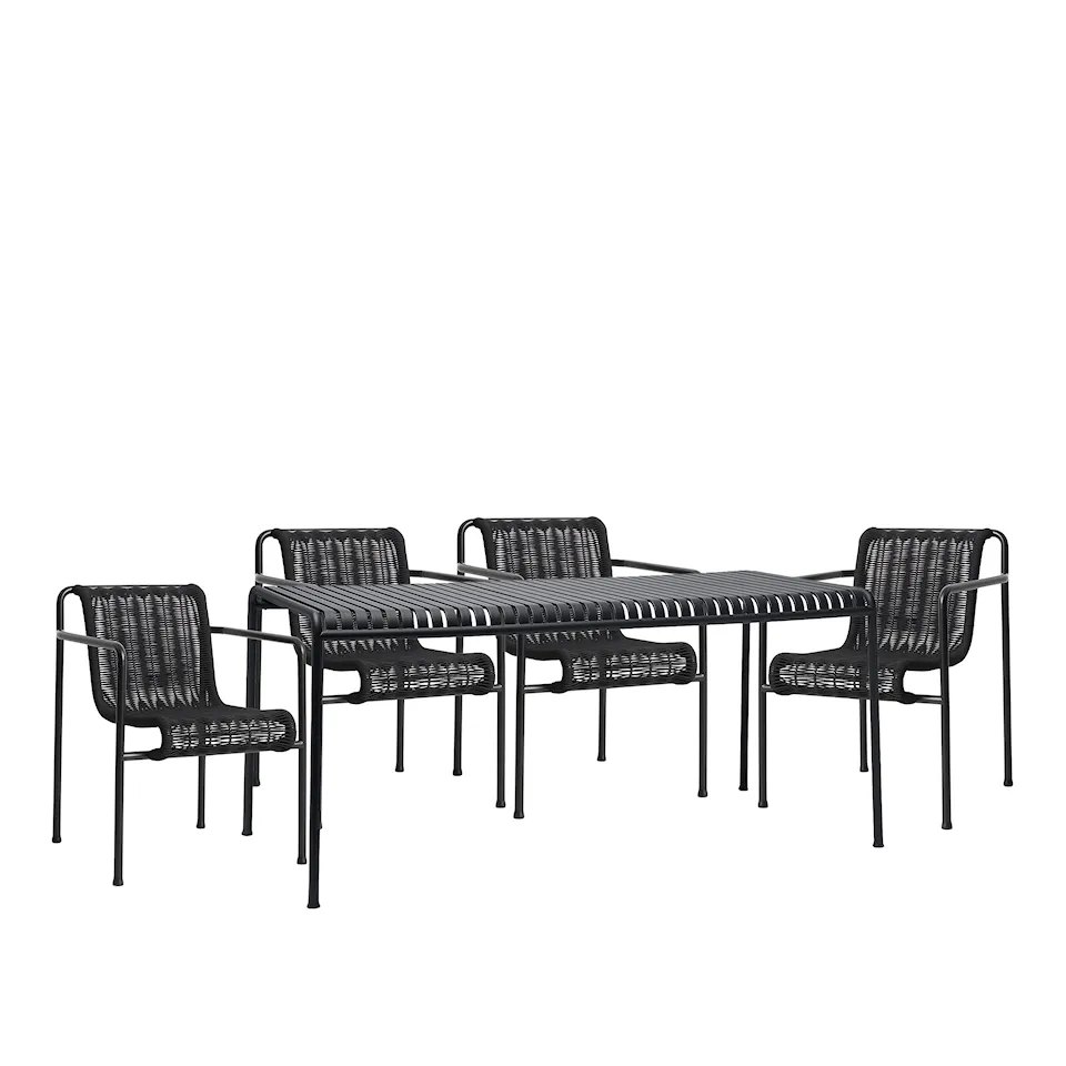 Palissade cord spisegruppe med matbord & 4 karmstoler