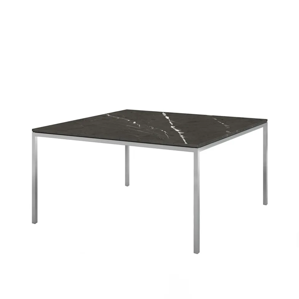 Florence Knoll High Table, Kvadratisk, 140 x 140 cm, skiva i Svart Marquina marmor