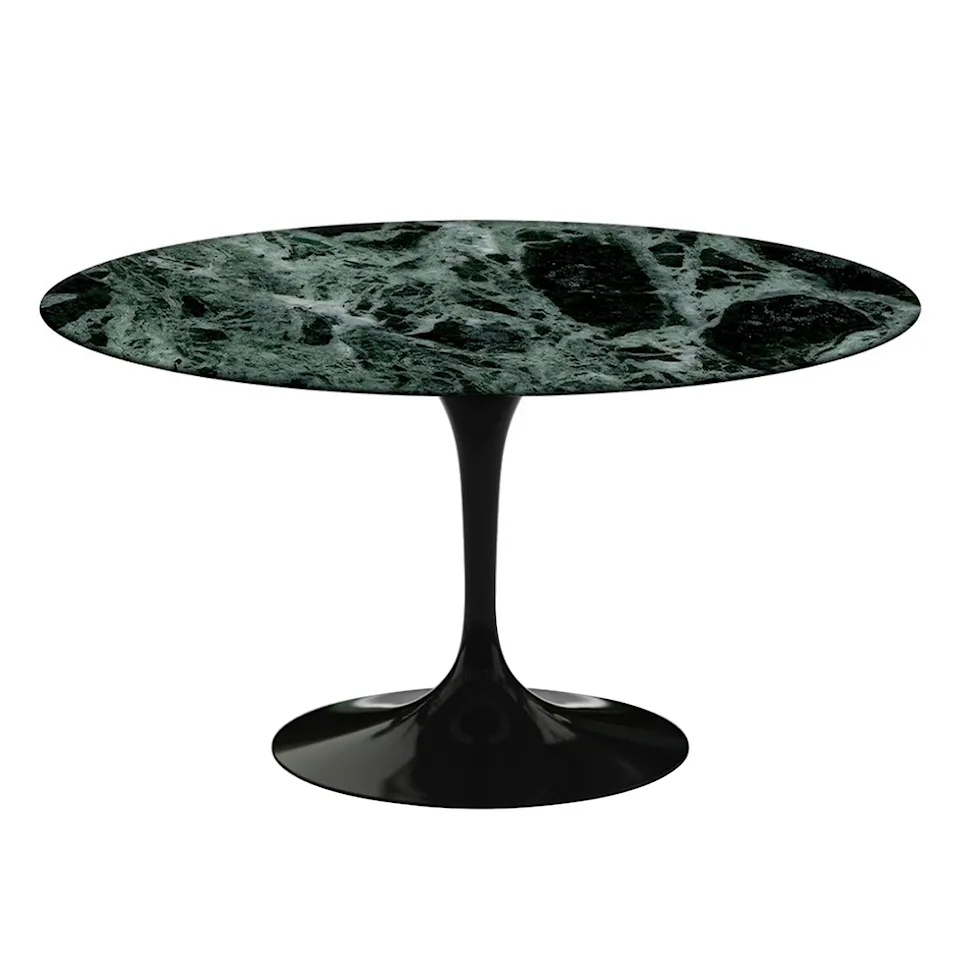 Saarinen Round Table - Matbord, Ø 137 cm, Svart underrede, skiva i matt grön Alpi marmor