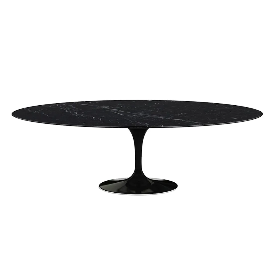 Saarinen Oval Table - Matbord, 244 x 137 cm, Svart underrede, skiva i glansig svart Marquina marmor