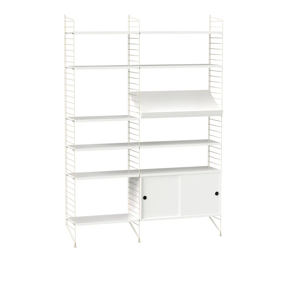 Stue hyllesystem H hvit/beige