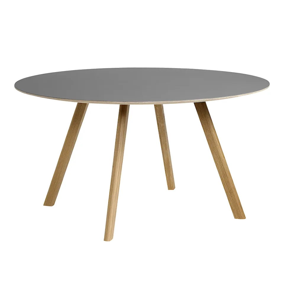 CPH25 2.0 Table Lacquered Oak Frame Ø140 X H74  Grey Linoleum Tabletop Lacquered Edge