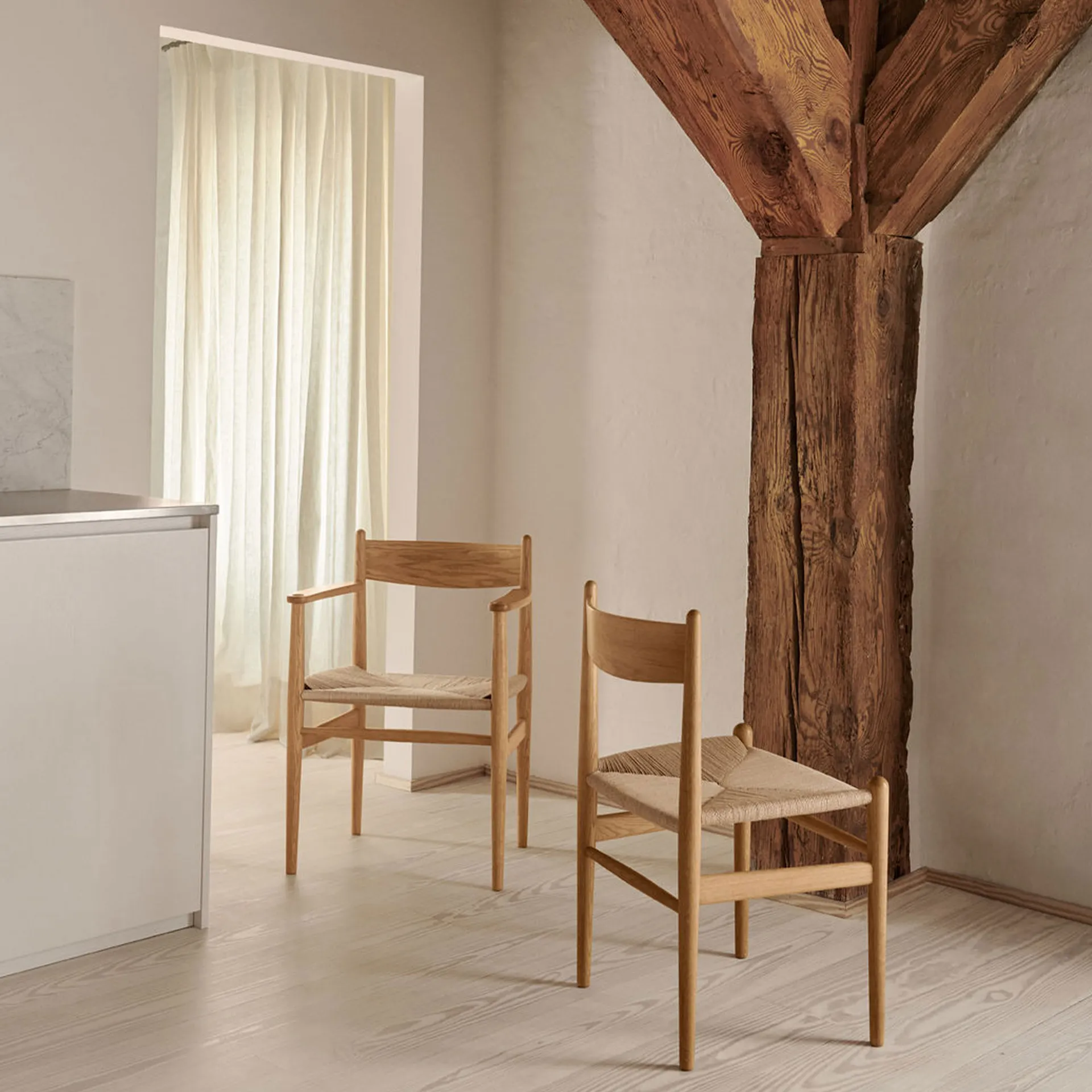 CH37 - Eik/naturfarget flettet papirledning - Carl Hansen - Hans J. Wegner - NO GA