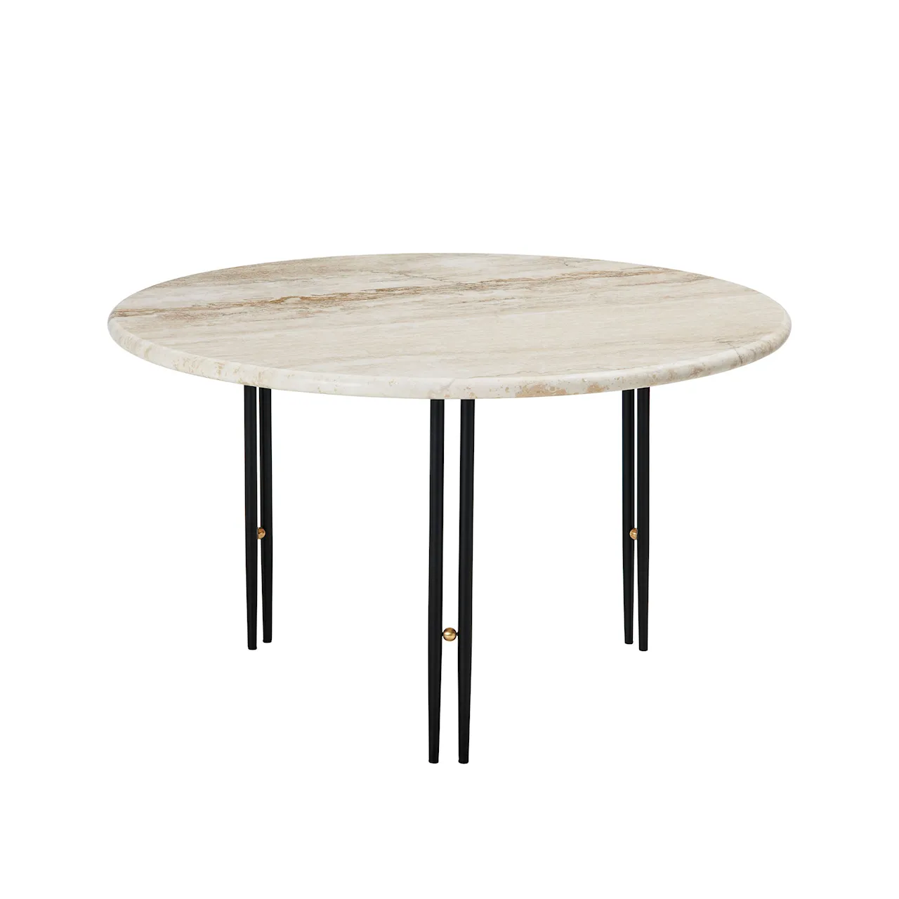 IOI Coffee Table - Round, Ø70 Top Rippled Beige, Base Black Semi Matt Base / Brass Sphere