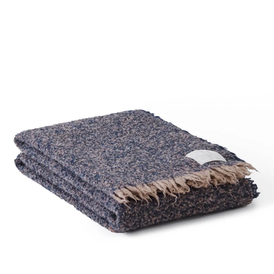 NO GA Alpaca Bouclé Throw 130 x 180 cm Antracite/Indigo Blue