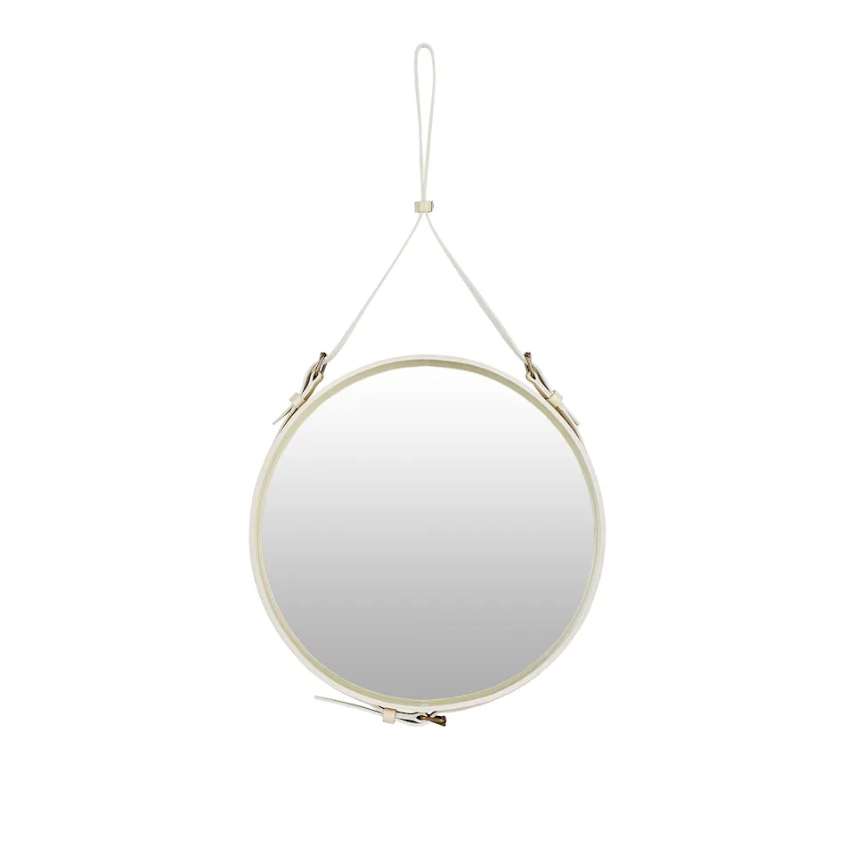 Adnet Wall Mirror, Circular, Ø58, Cream Leather