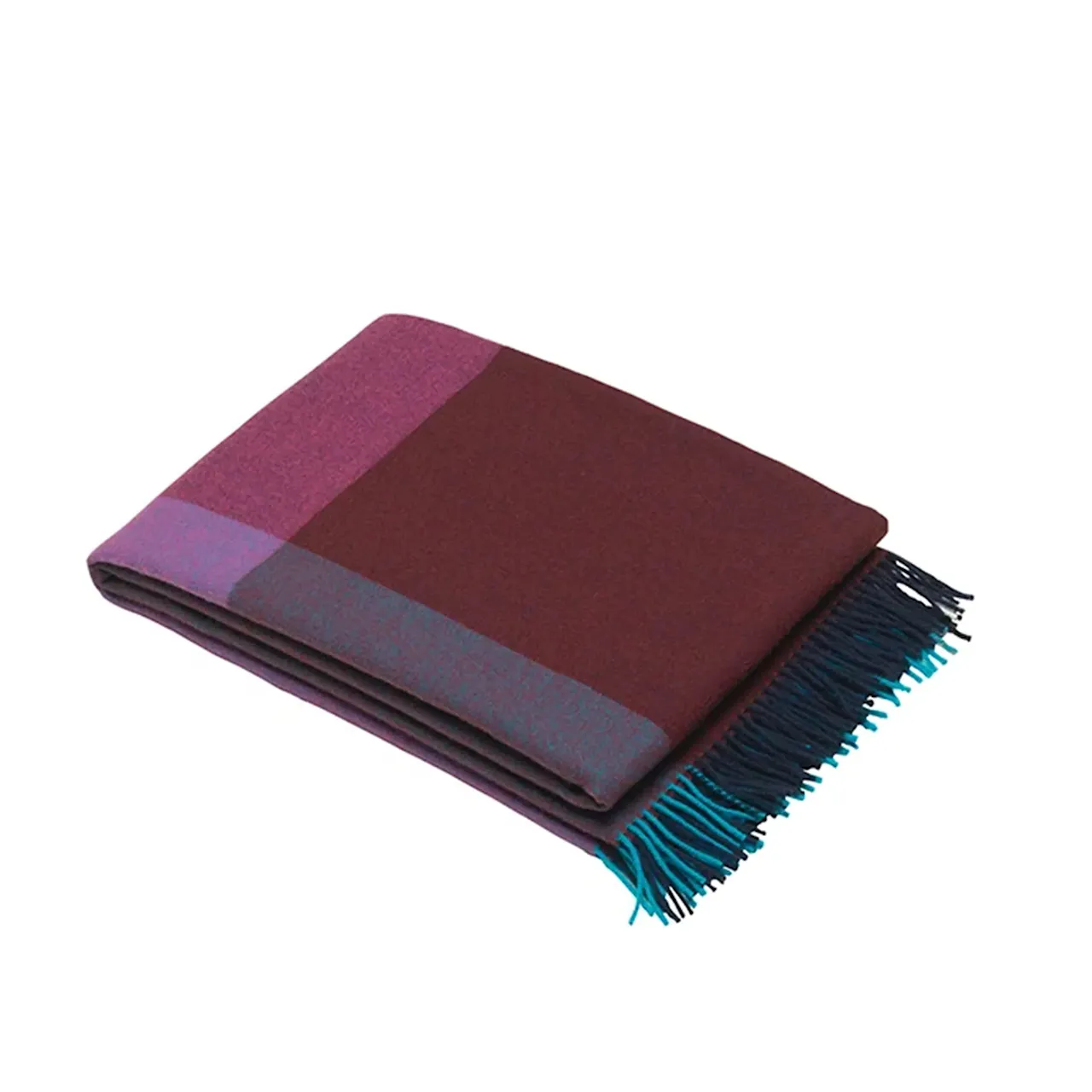 Colour Block Blanket - Blue Bordeaux, Materiale: 100% ull, Farge: Blå bordeaux