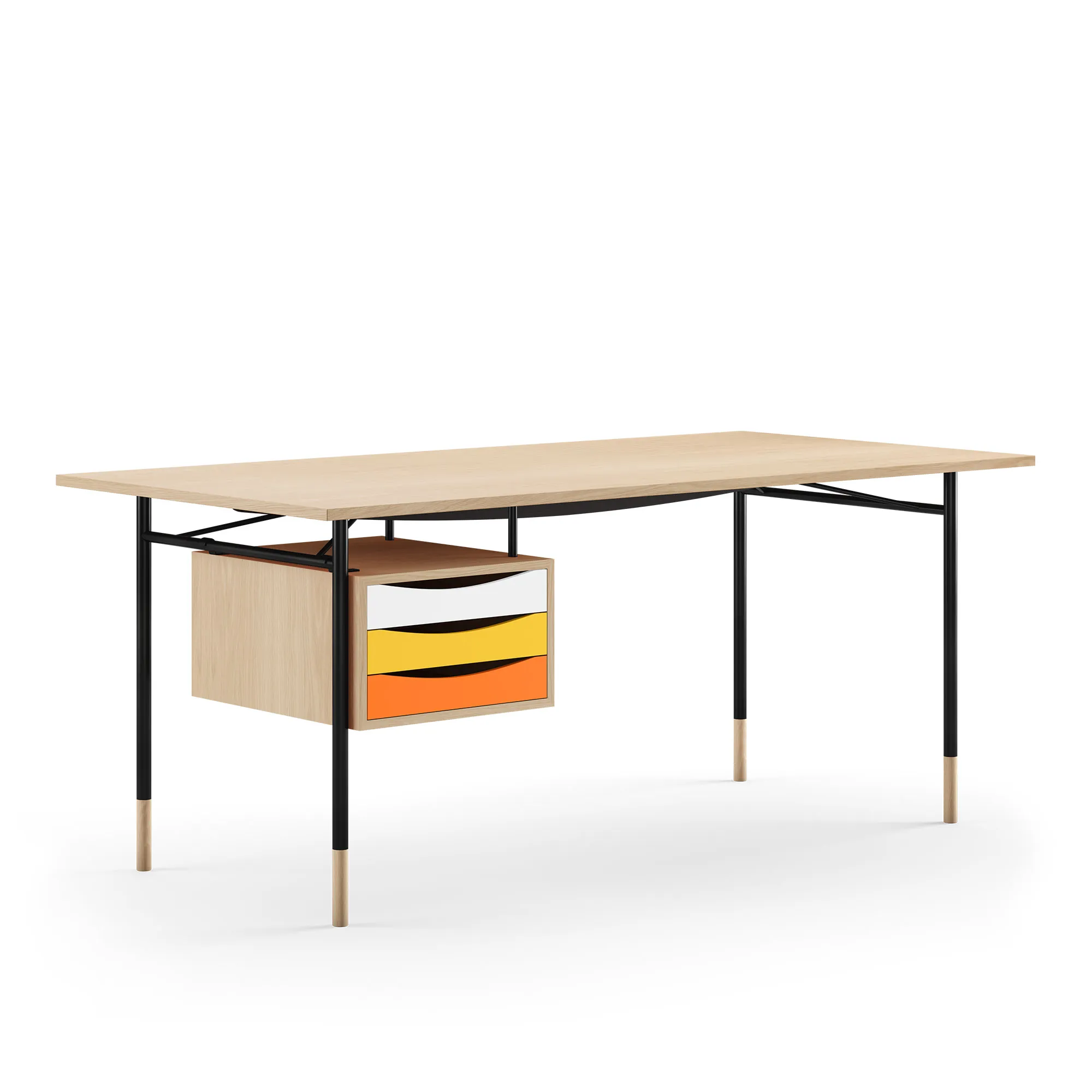 Nyhavn skrivebord 190 cm Warm med skuffer - 1