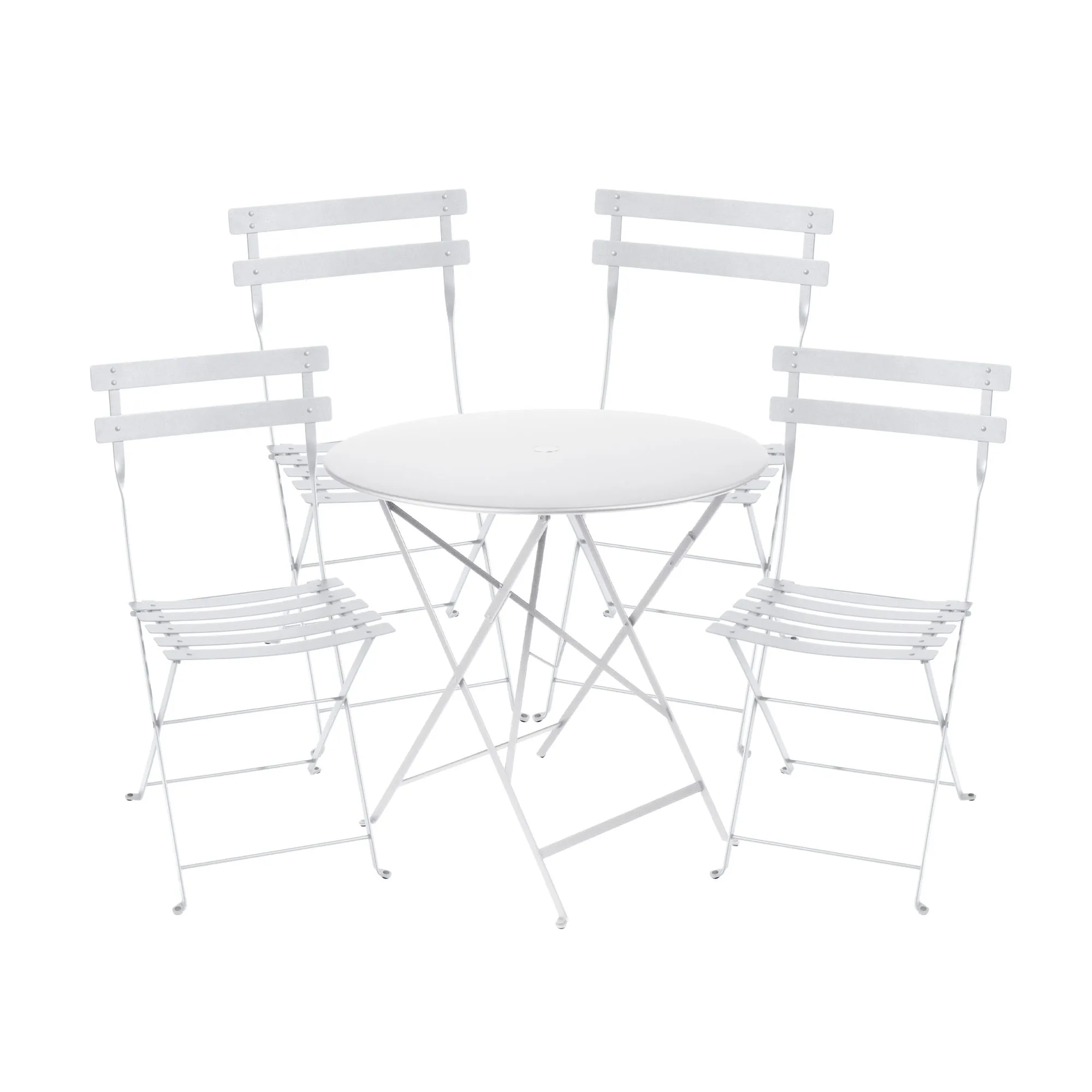 Bistro spisegruppe bord 77cm & 4 metall stoler - 1