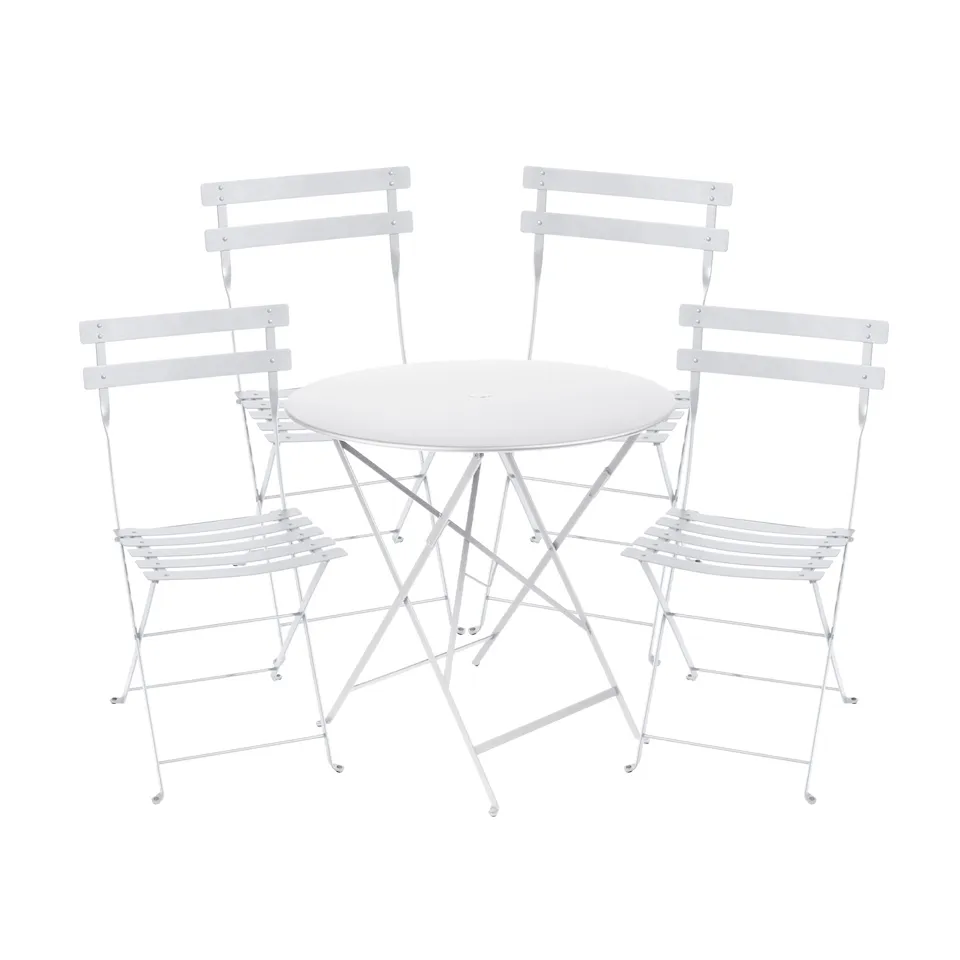 Bistro spisegruppe bord 77cm & 4 metall stoler