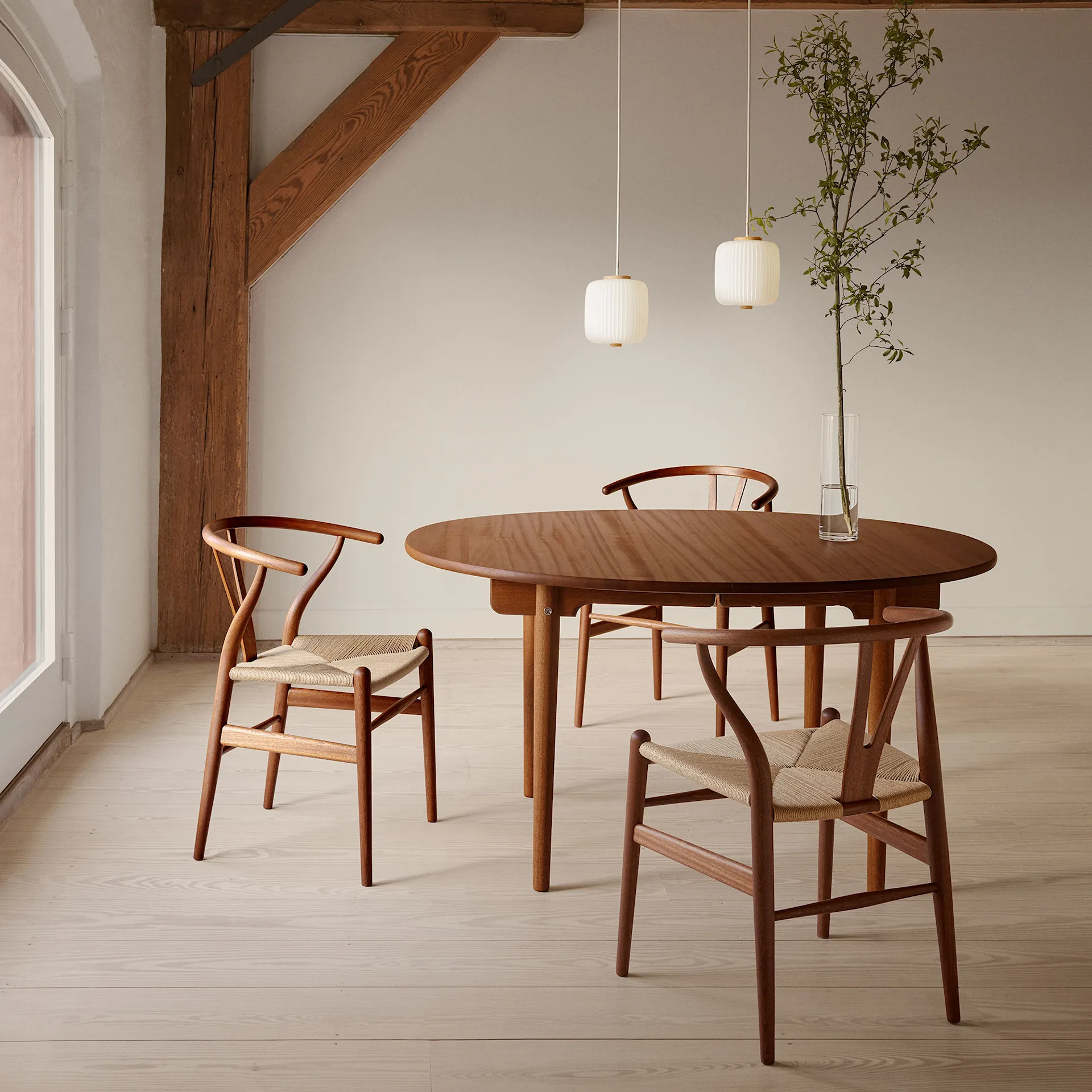 CH24 Y-stol - mahogny/naturlig flettet papirsnor - Carl Hansen - Hans J. Wegner - NO GA