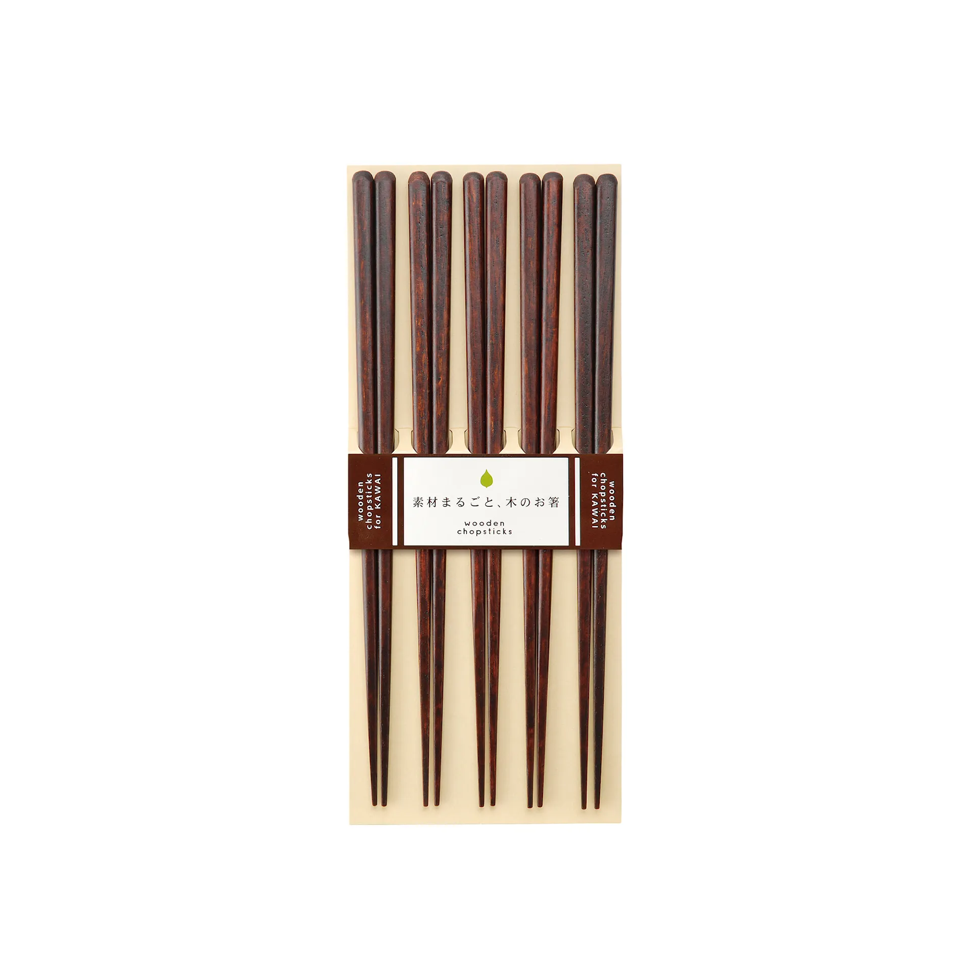 Kawai Plain Wood Chopsticks Brown - Set of 5 - Kawai - NO GA