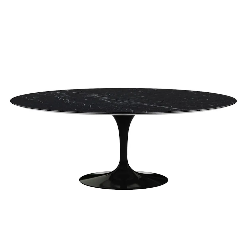 Saarinen Oval Table - Matbord, 198 x 121 cm, Svart underrede, skiva i glansig svart Marquina marmor