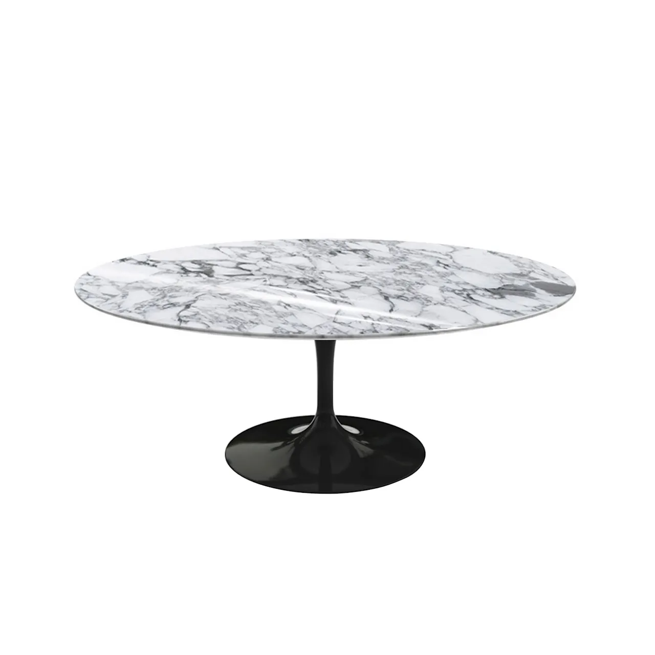 Saarinen Oval Table - Soffbord, Svart underrede, skiva i matt brun Emperador marmor