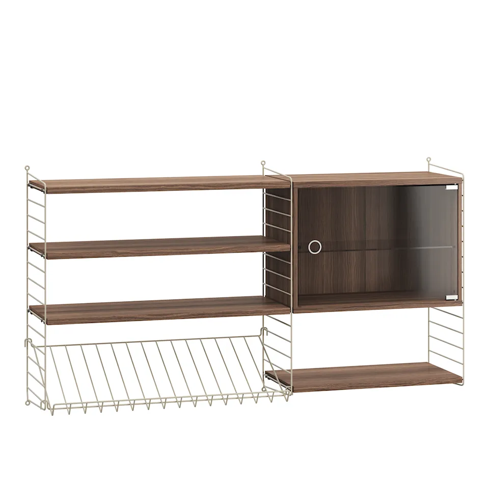 Stue hyllesystem S valnøtt/beige
