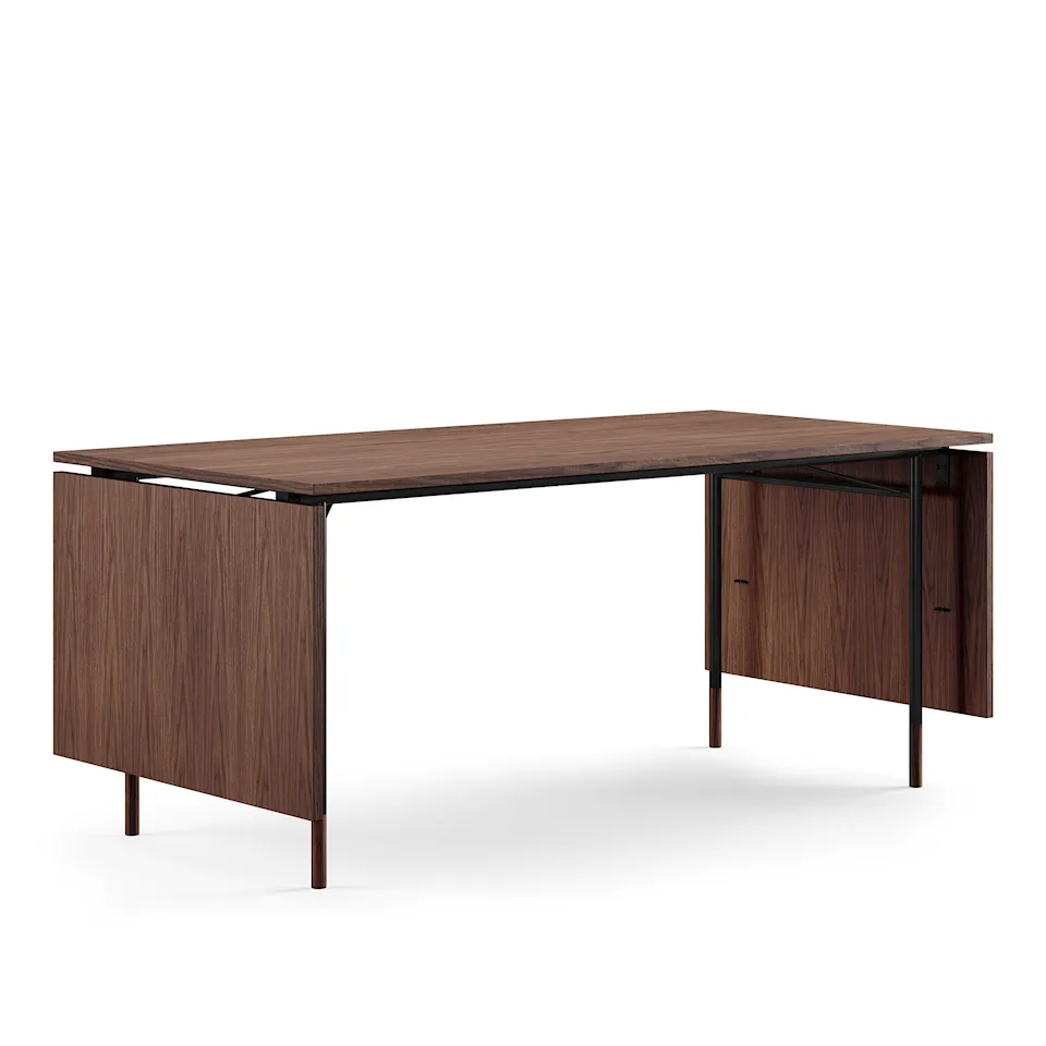 Nyhavn Dining Table, With Extensions, Top: Walnut, Base: Black Steel