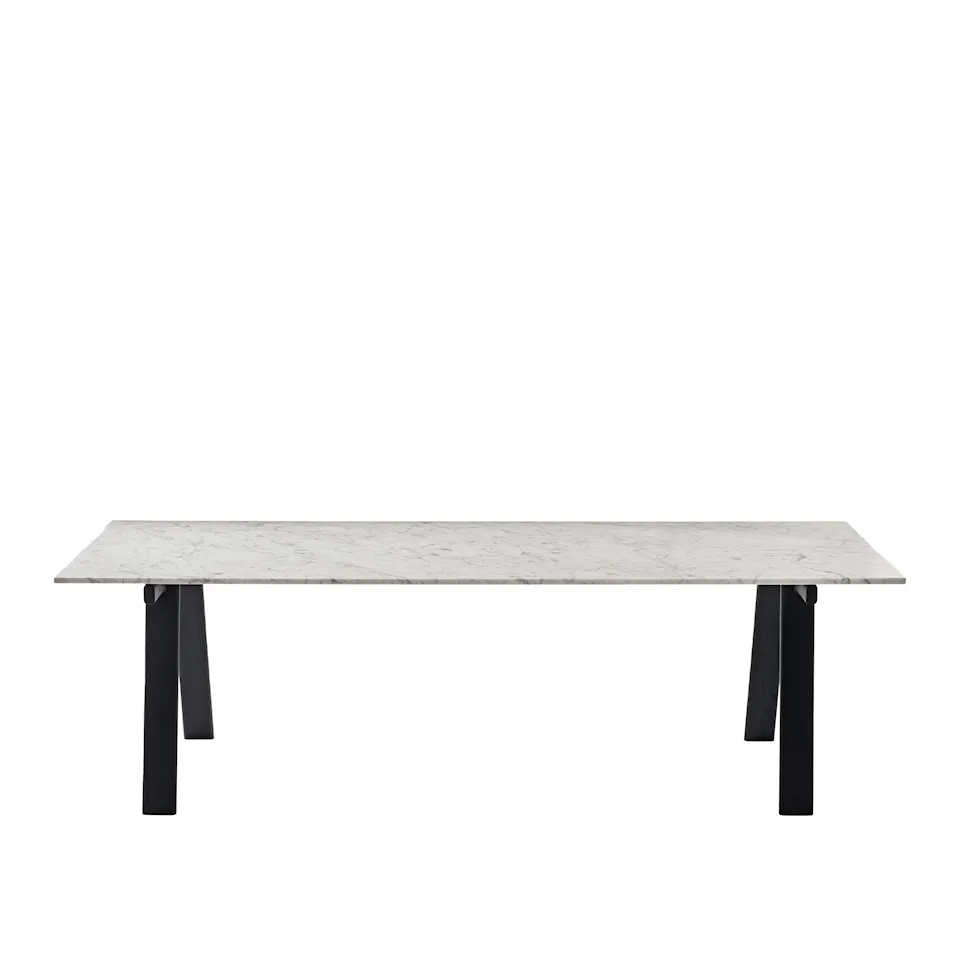 Ambrosiano Table, Black Painted Oak, Top Cararra Marble