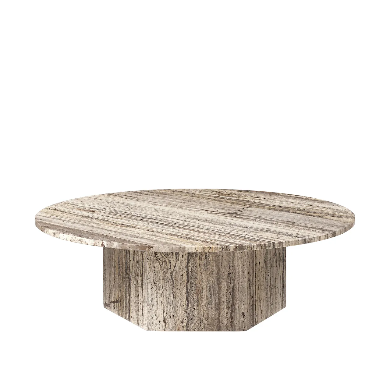 Epic Coffee Table, Round Ø110, White Travertine Stone