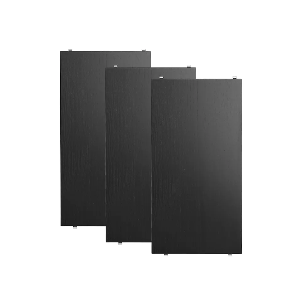 Hylleplate 58x30cm 3-pack svartbeiset ask